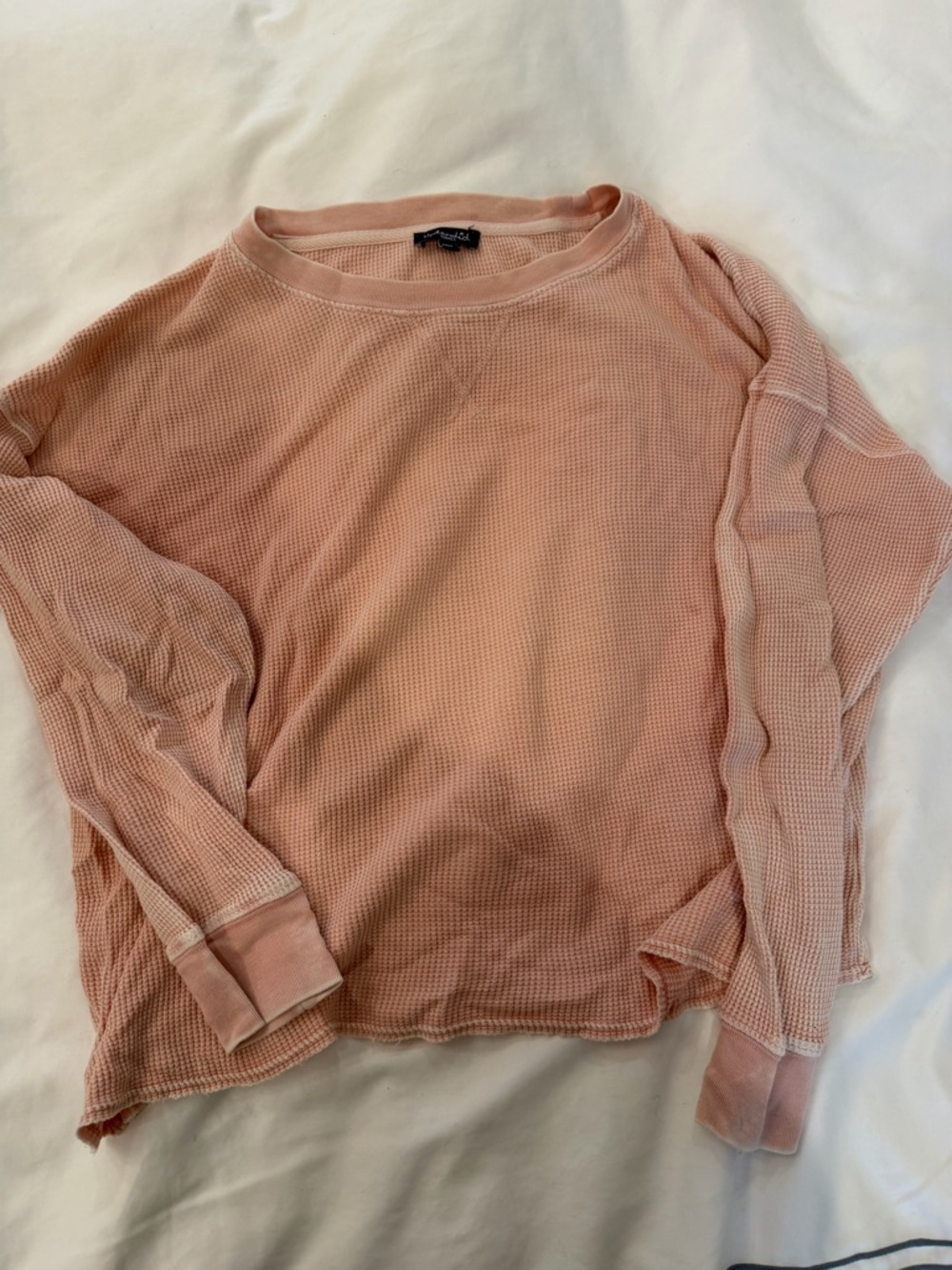 Splendid Light Pink Waffle Knit Long Sleeve Top